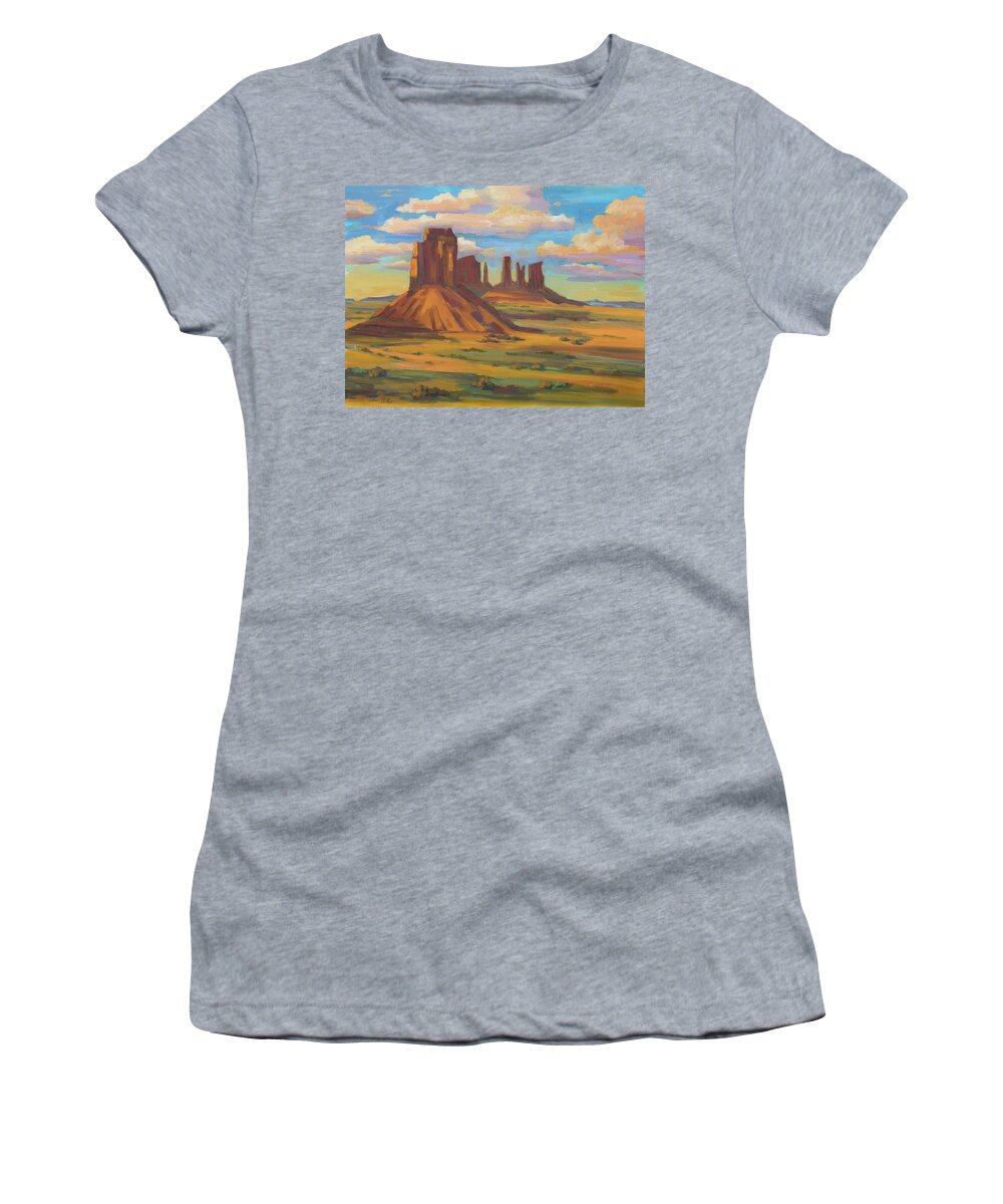 Monument Valley Women's T-Shirt featuring the painting Afternoon Light Monument Valley by Diane McClary
