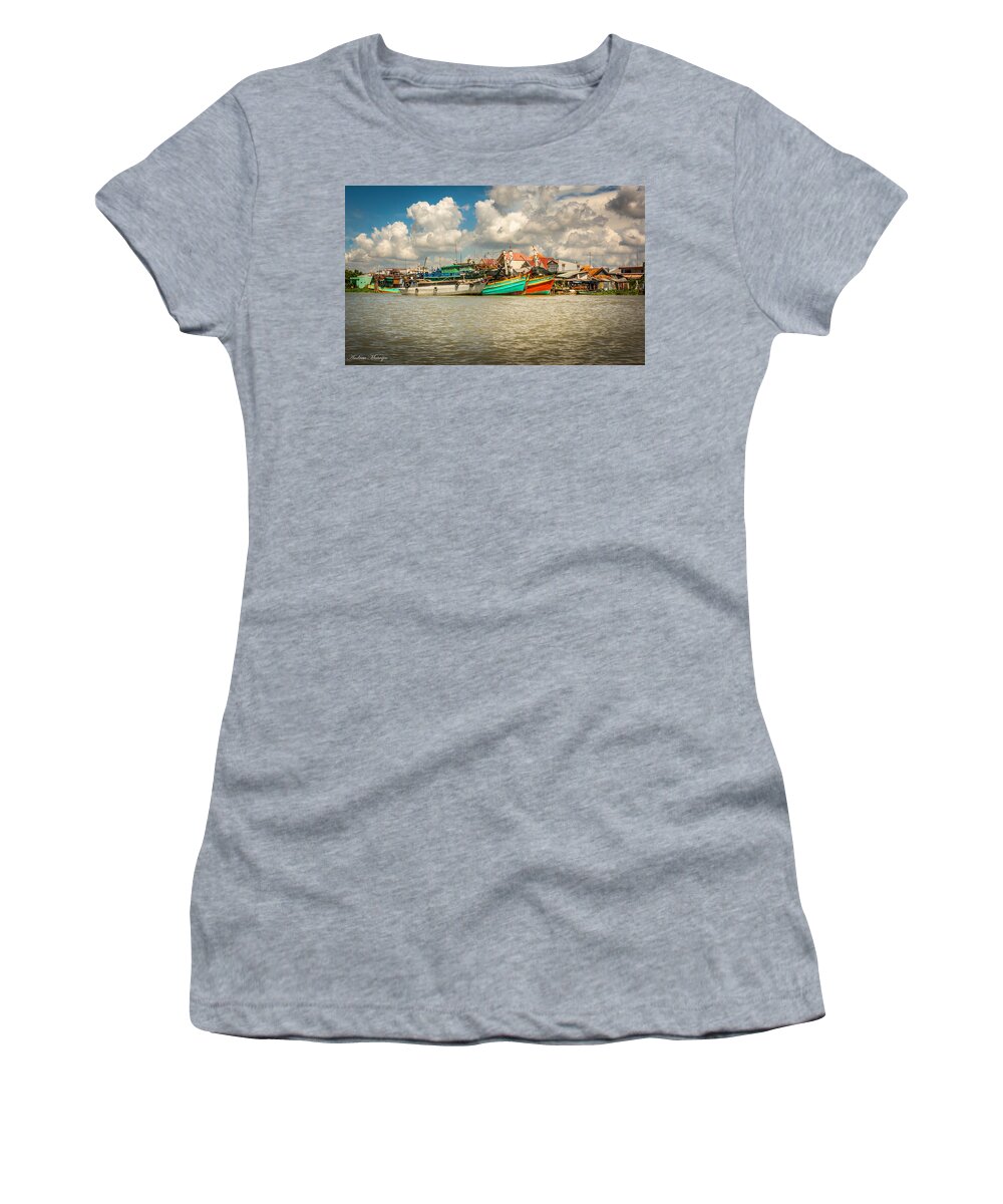 Boats Women's T-Shirt featuring the photograph Afternoon on the River by Andrew Matwijec