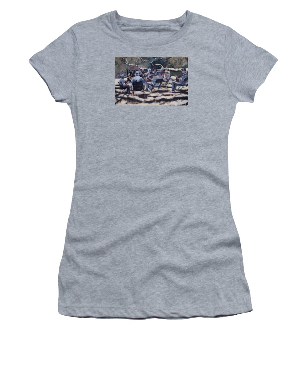 Bluegrass Women's T-Shirt featuring the painting Afternoon Pickers by Richard Willson