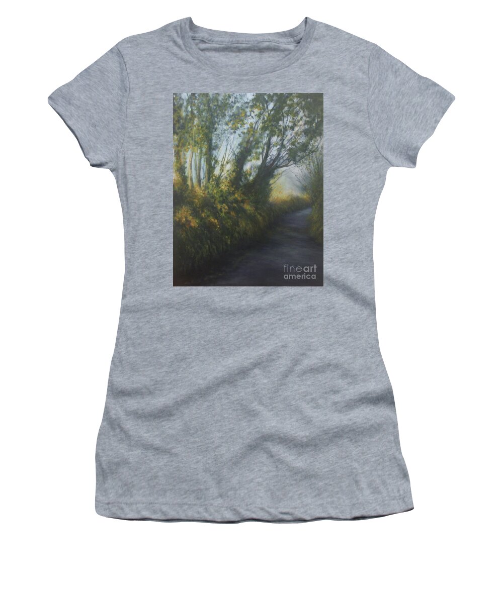 Landscape Women's T-Shirt featuring the painting Afternoon Walk by Valerie Travers