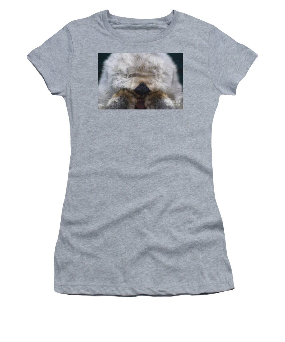 Sea Otters Women's T-Shirt featuring the photograph Ahhhhhhhh by Nick Gustafson