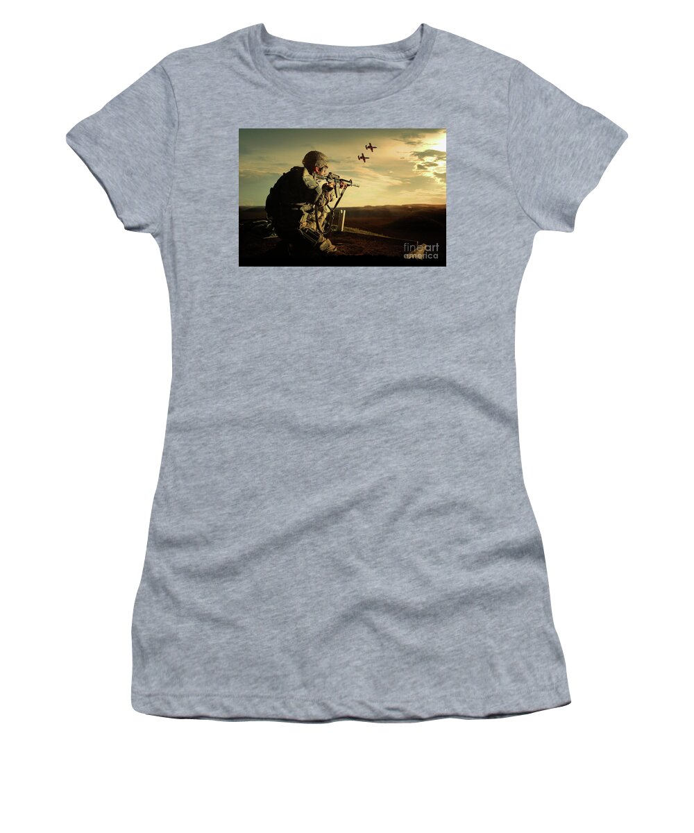 Soldier Women's T-Shirt featuring the digital art Air Support by Airpower Art
