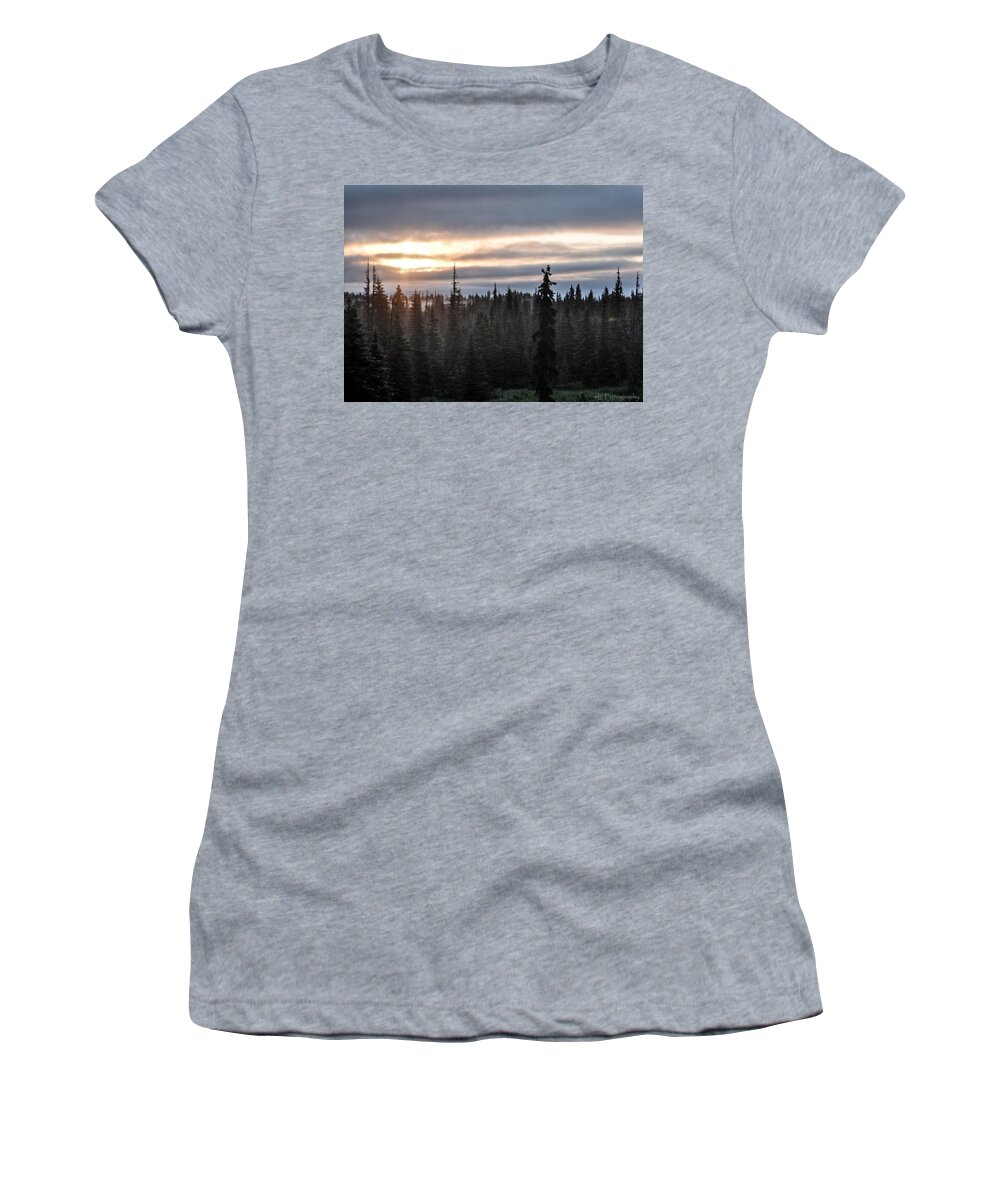 Sunset Women's T-Shirt featuring the photograph Alaskan Sunset Sunrise by Wendy Carrington