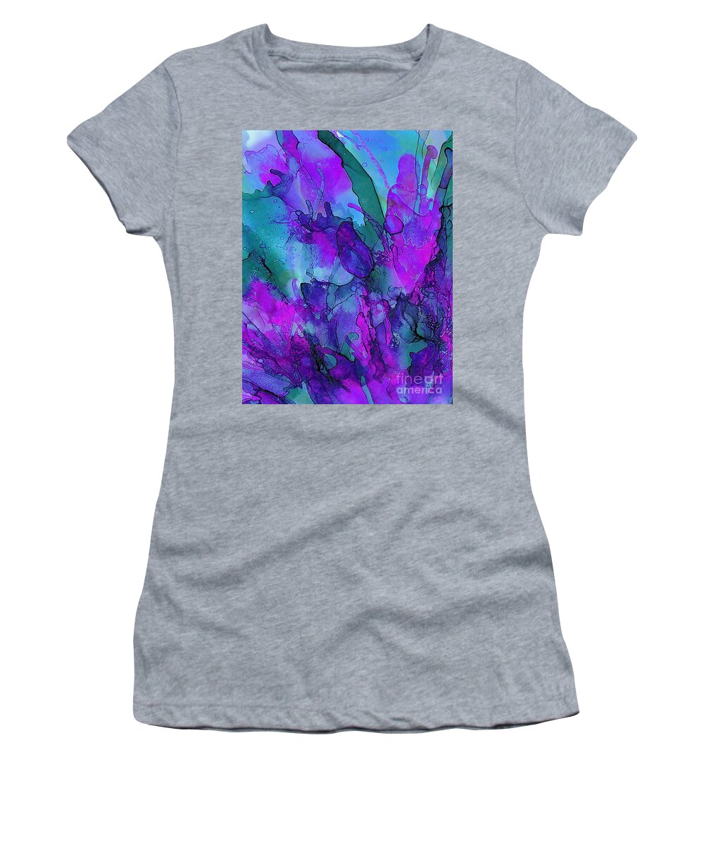 Abstract Women's T-Shirt featuring the painting Alcohol Ink Flowers 2 by Klara Acel
