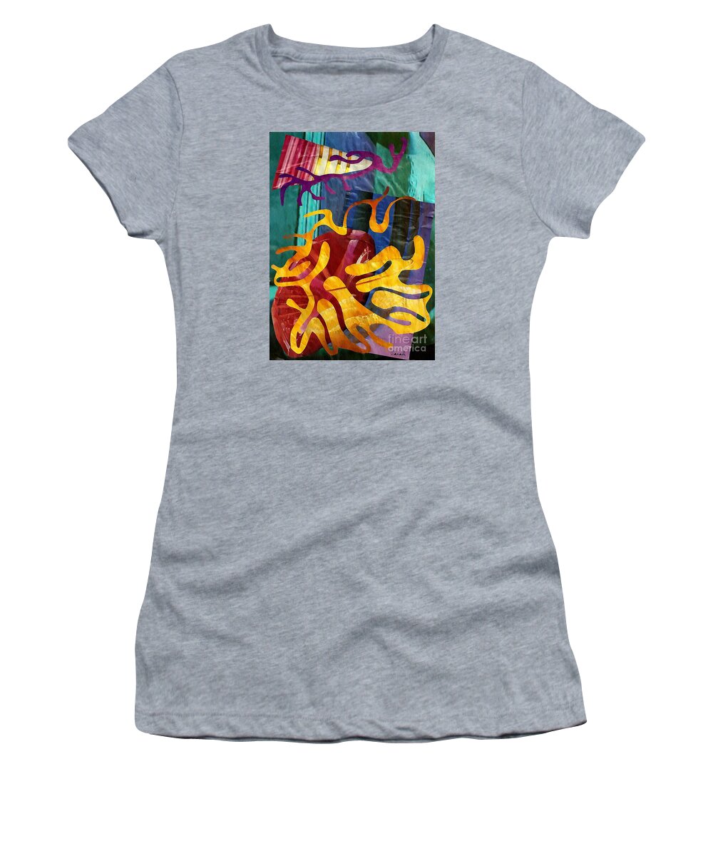 Abstract Women's T-Shirt featuring the mixed media Alegria by Sarah Loft