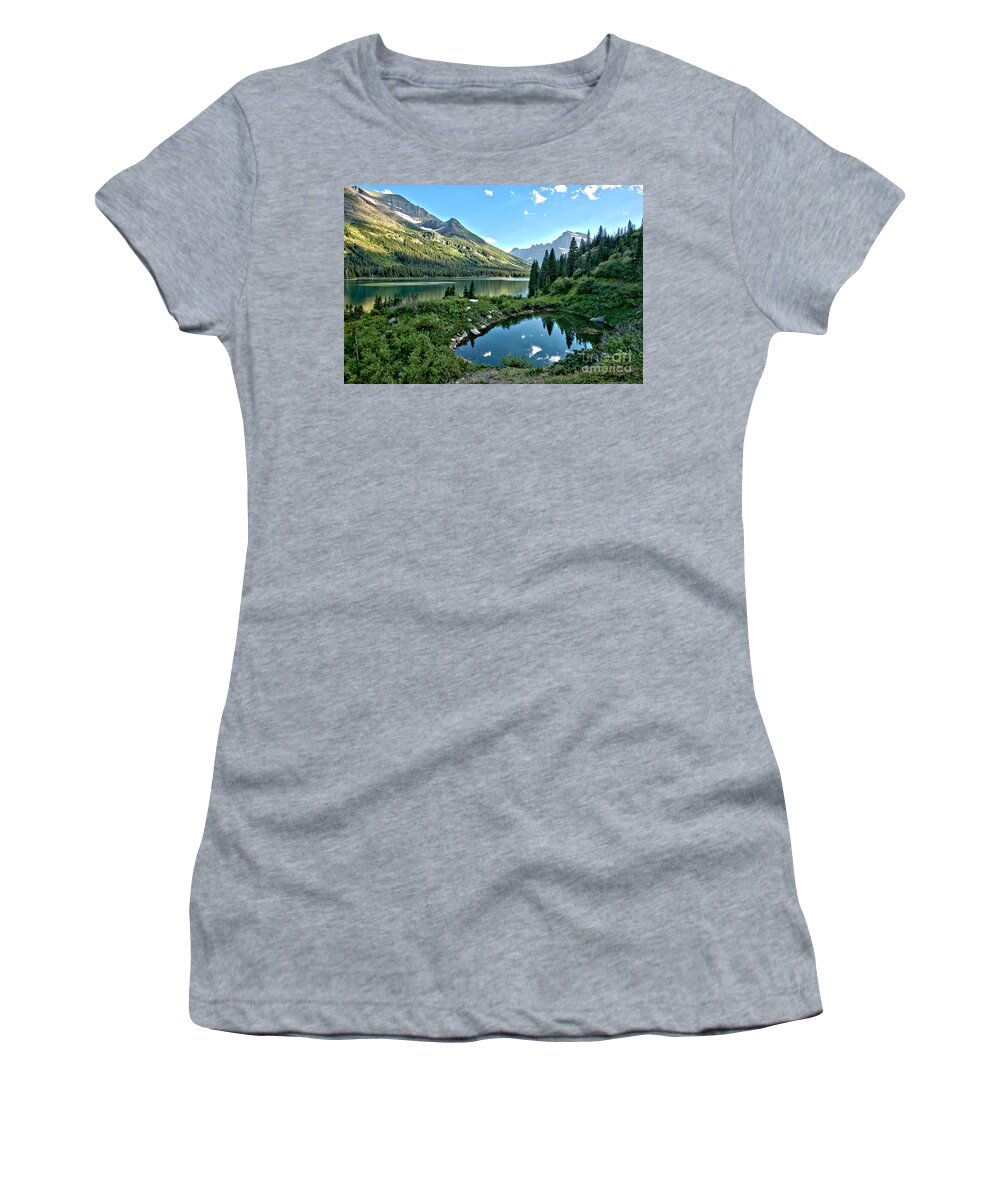 Josephine Women's T-Shirt featuring the photograph Lake Josephine Summer Sunset by Adam Jewell