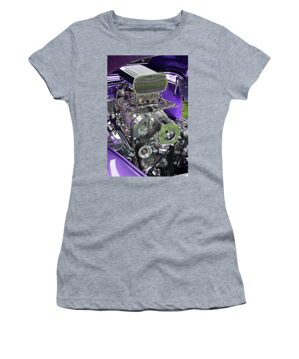 Metal Women's T-Shirt featuring the photograph All Chromed Engine with Blower by Bob Slitzan
