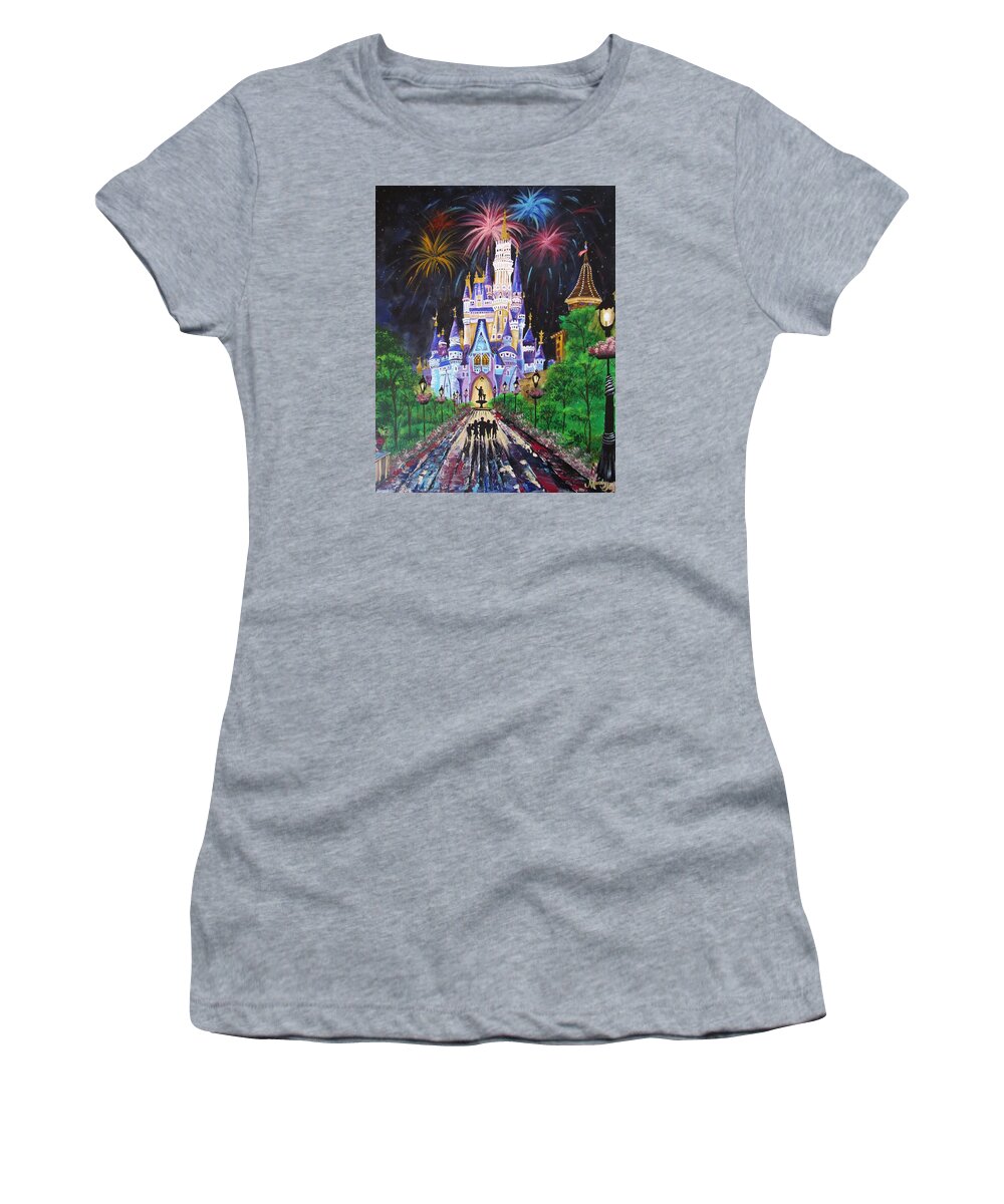 Disney Women's T-Shirt featuring the painting All Our Dreams Can Come True by Mandy Joy