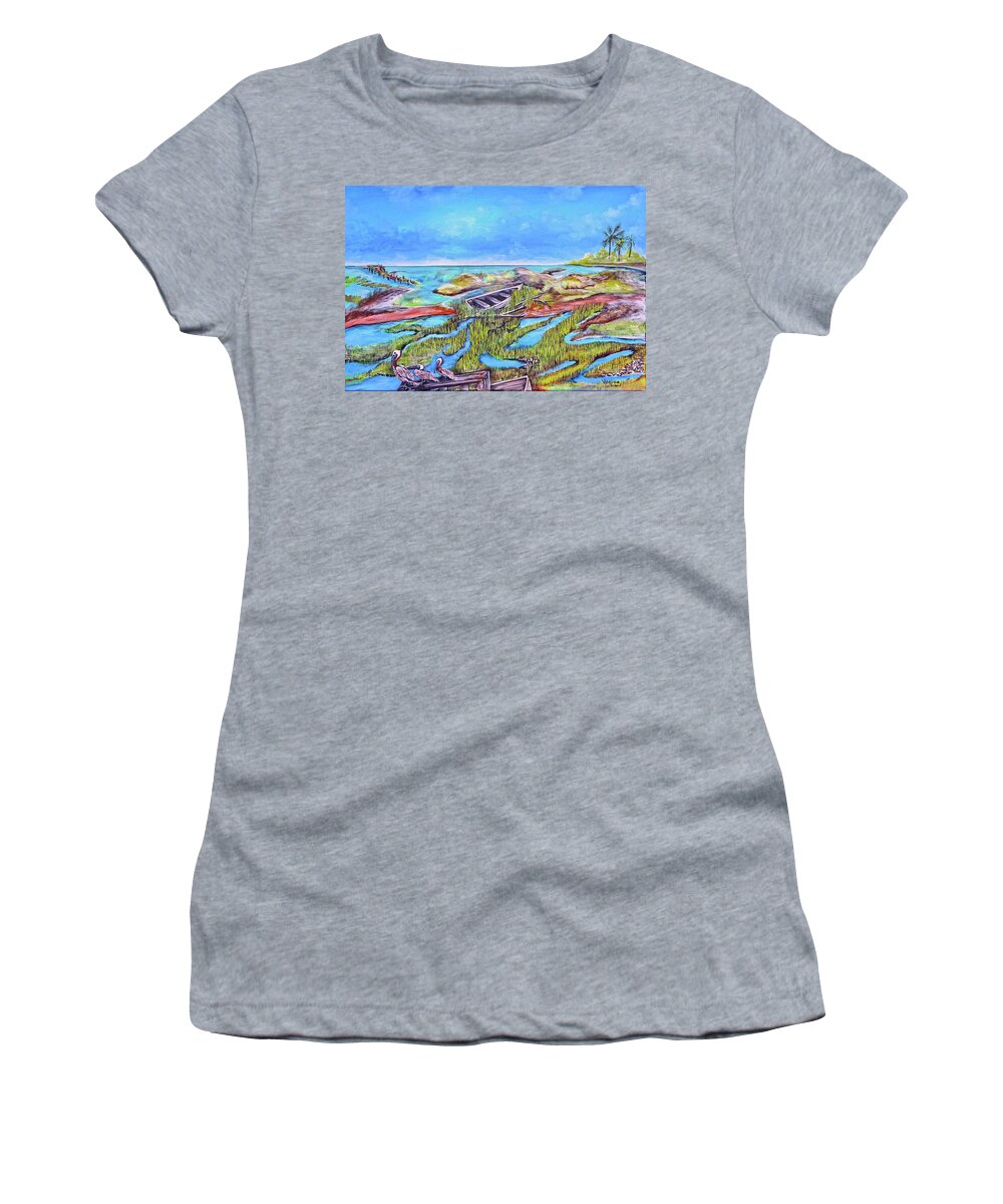 3 Peliquins Women's T-Shirt featuring the painting All Washed Up by Virginia Bond
