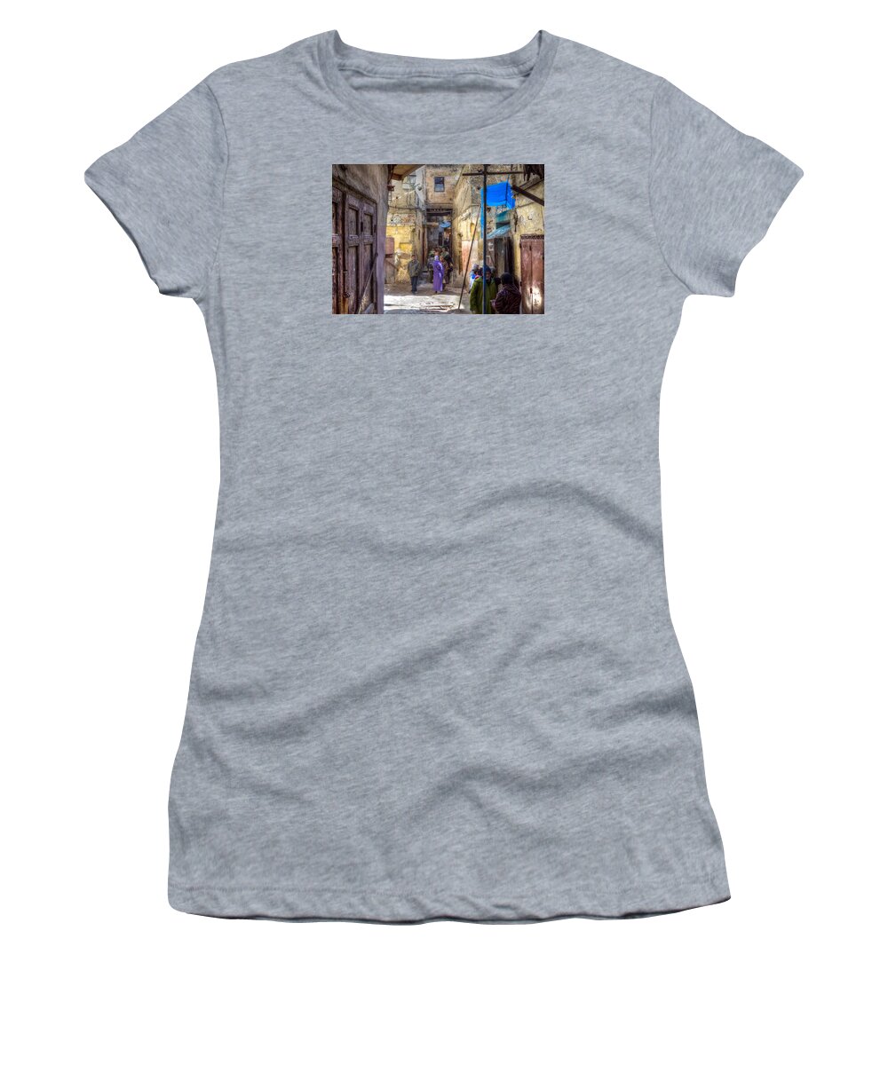 Fes Women's T-Shirt featuring the photograph Alley in Fes medina by Claudio Maioli
