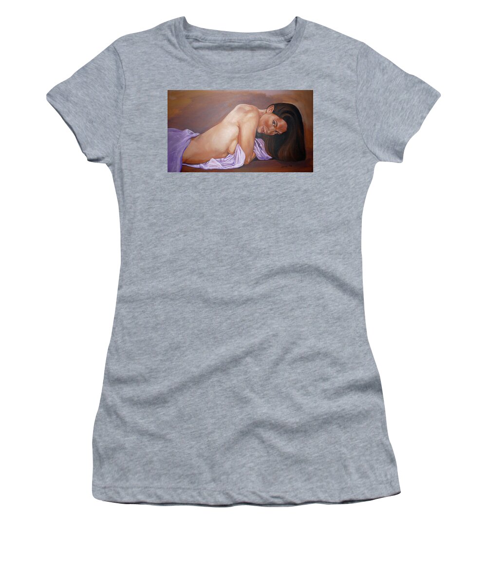 Reclining Nude Women's T-Shirt featuring the painting Allison by Bryan Bustard