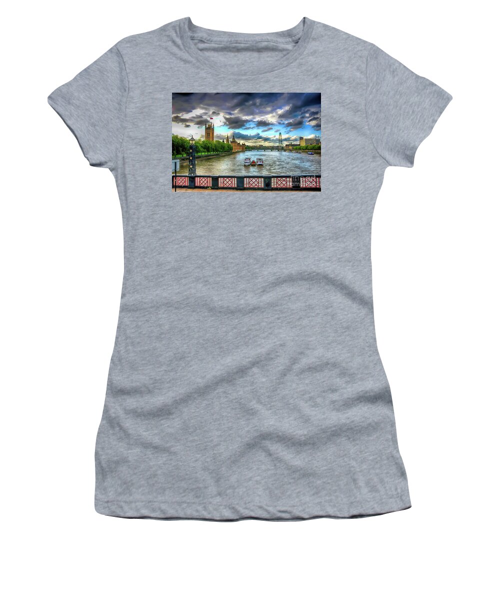 Thames Women's T-Shirt featuring the photograph Along The Thames by Ken Johnson
