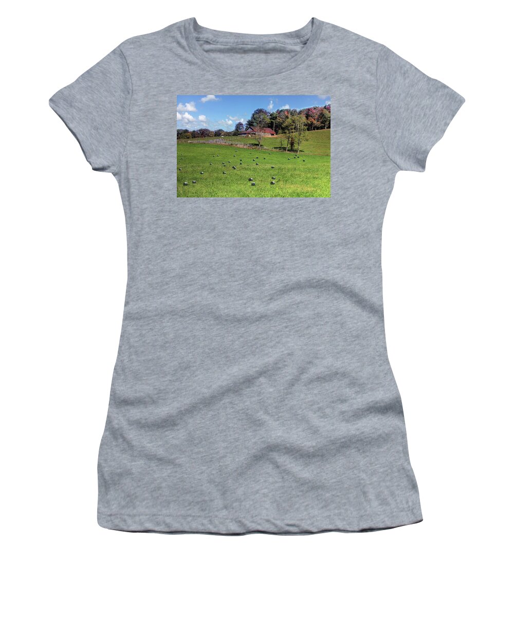 Barn Women's T-Shirt featuring the digital art Along the Tracks by Sharon Batdorf