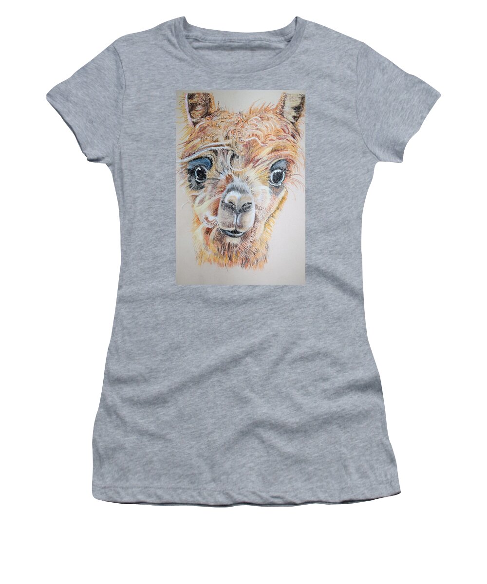 Animal Women's T-Shirt featuring the pastel Alpaca by Teresa Smith