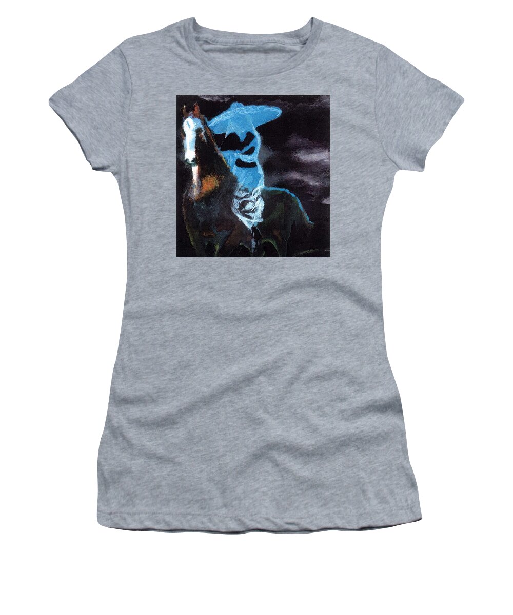 Horse Women's T-Shirt featuring the painting Amazzone notturna by Enrico Garff