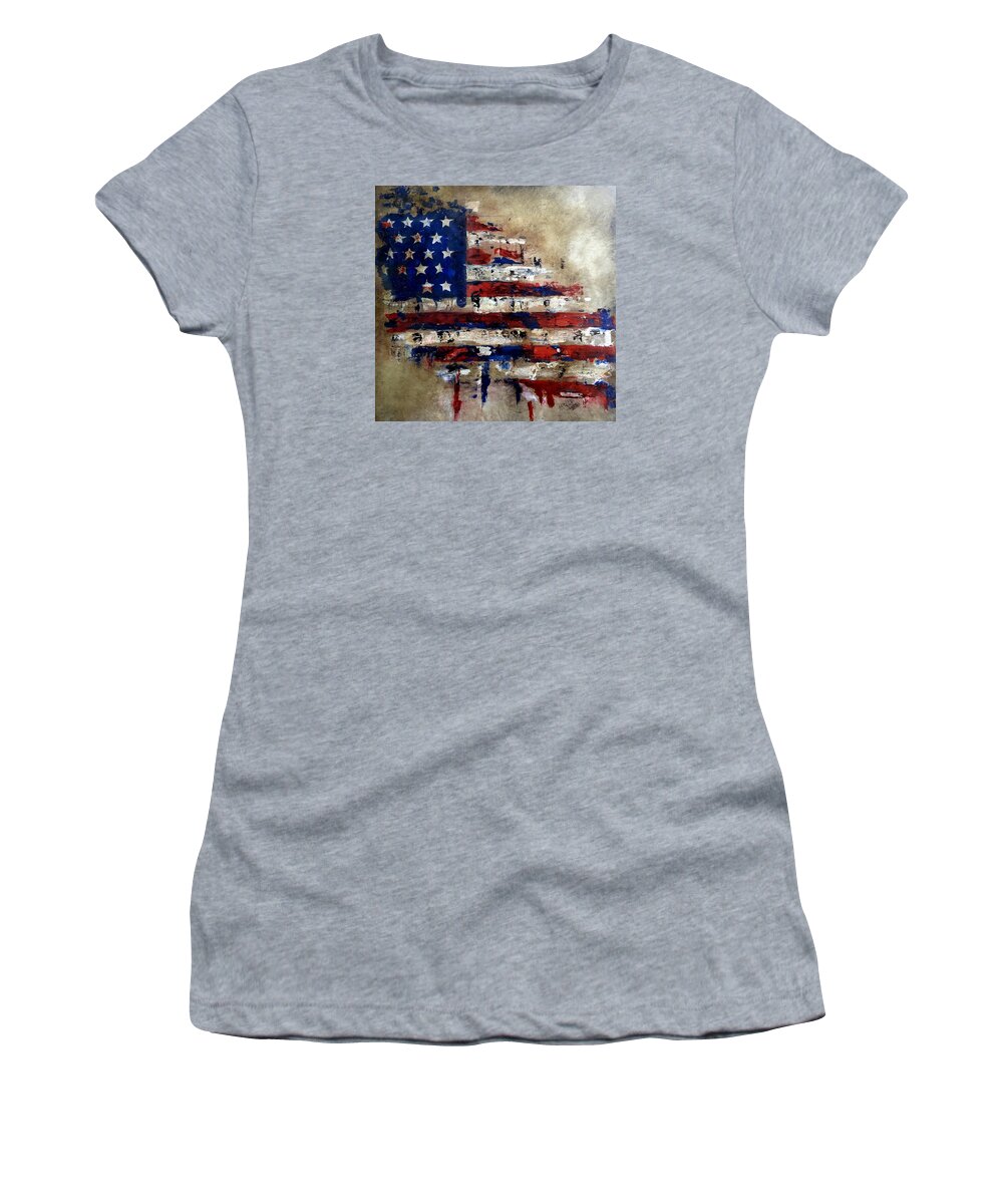 Fidostudio Women's T-Shirt featuring the painting American Flag by Tom Fedro