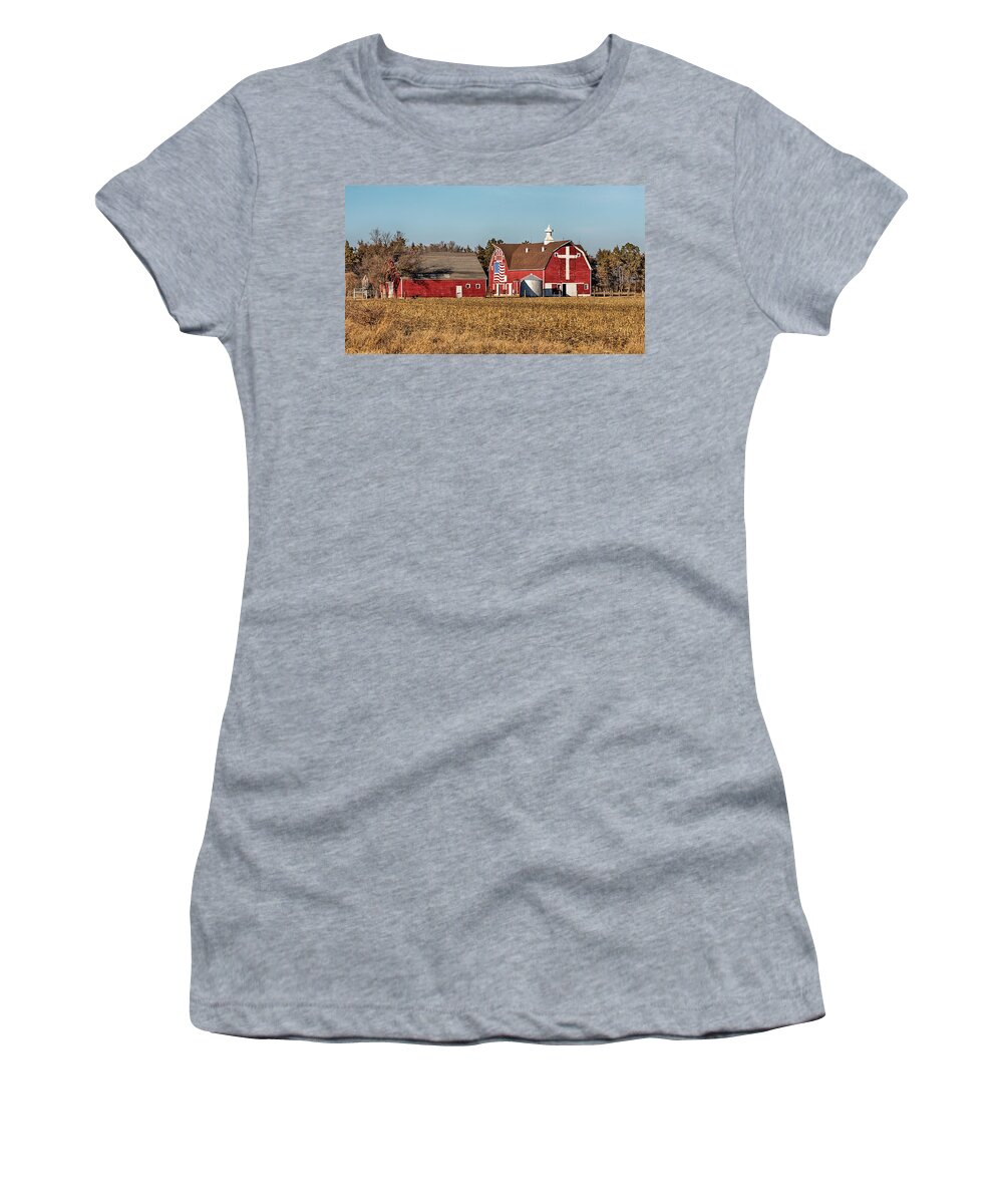 Barn Women's T-Shirt featuring the photograph American Pride 2 by Susan Rissi Tregoning