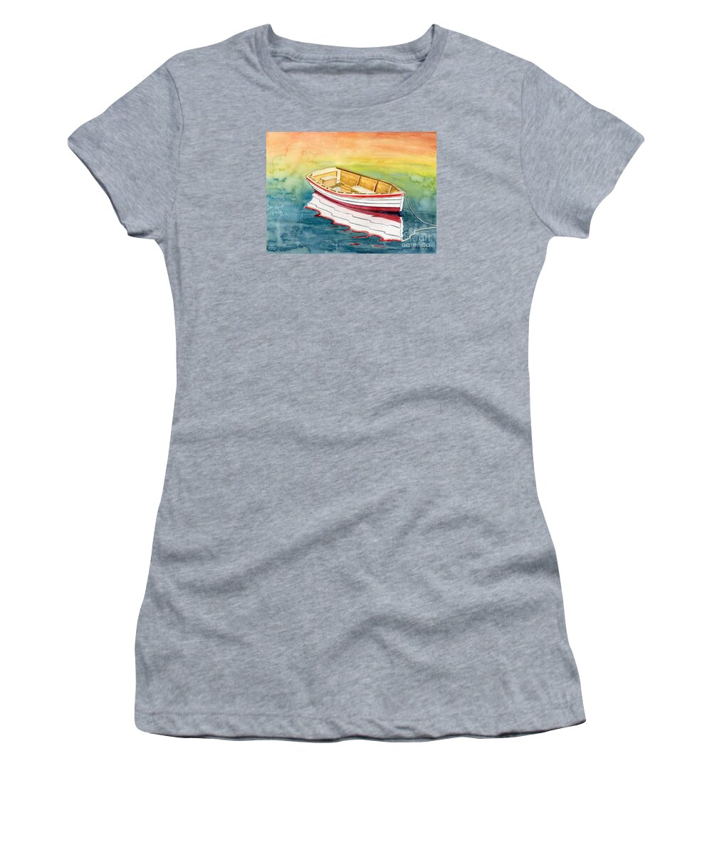 American Women's T-Shirt featuring the painting American Skiff Reflection by Melly Terpening