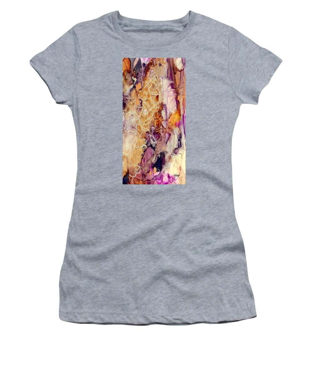 Abstract Women's T-Shirt featuring the painting Amethyst and Copper 1 by Susan Kubes