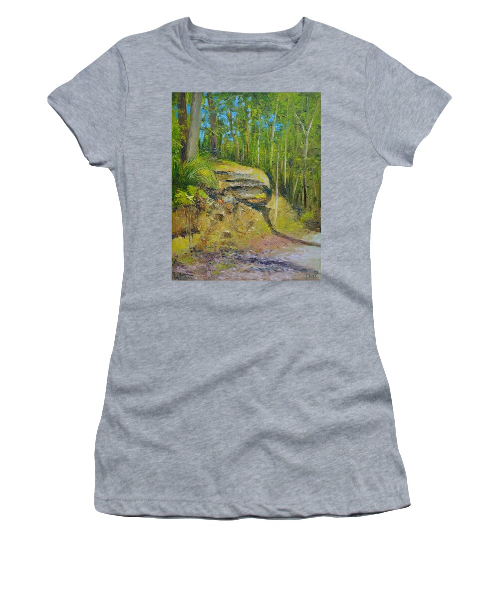 Track Women's T-Shirt featuring the painting An Afternoon Walk along a Lane Cove Track by Dai Wynn