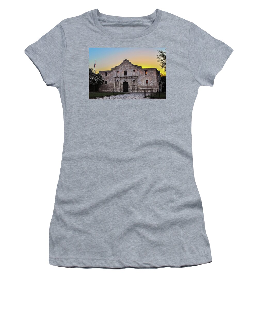 America Women's T-Shirt featuring the photograph An Alamo Sunrise - San Antonio Texas #1 by Gregory Ballos