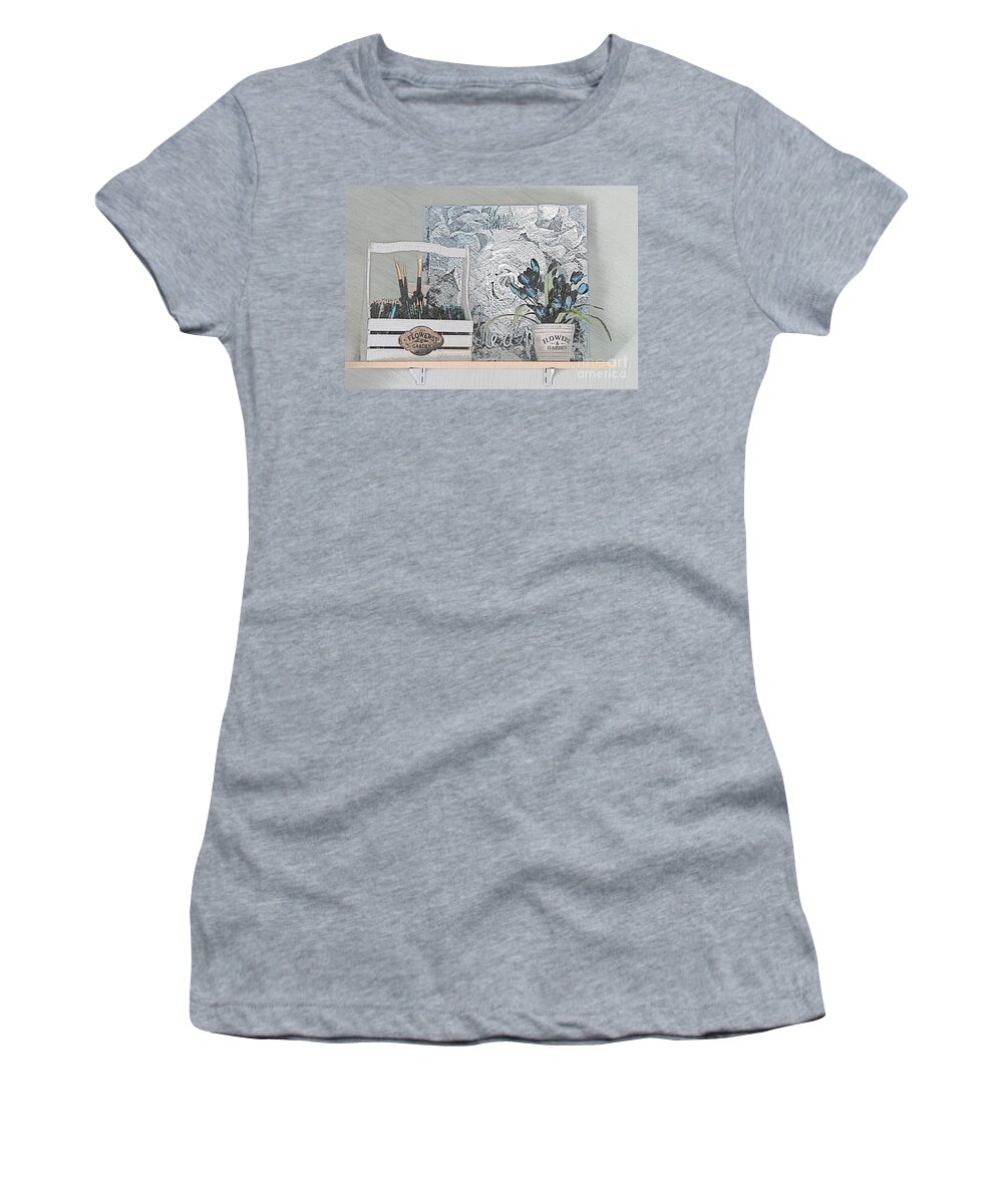 Artist Women's T-Shirt featuring the photograph An Artist's Shelf by Sherry Hallemeier