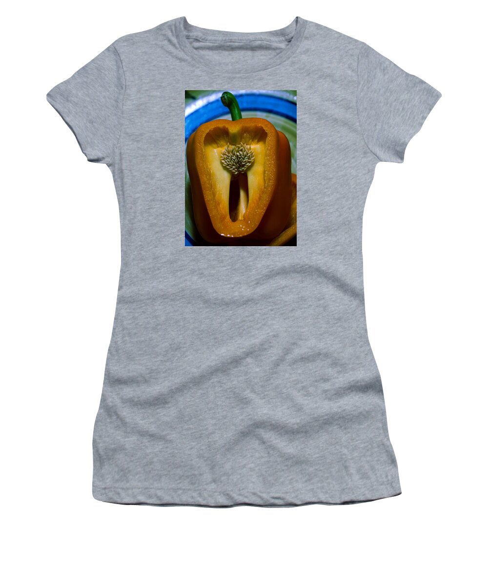 Food Women's T-Shirt featuring the photograph An Orange Bell Pepper #2 by Ben Upham III