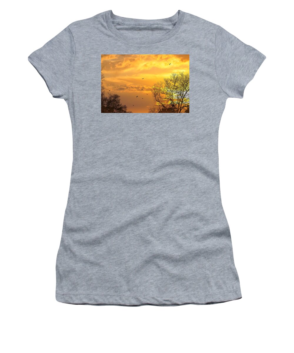Sunsets Women's T-Shirt featuring the photograph And Watching The Sun Fall by Jan Amiss Photography