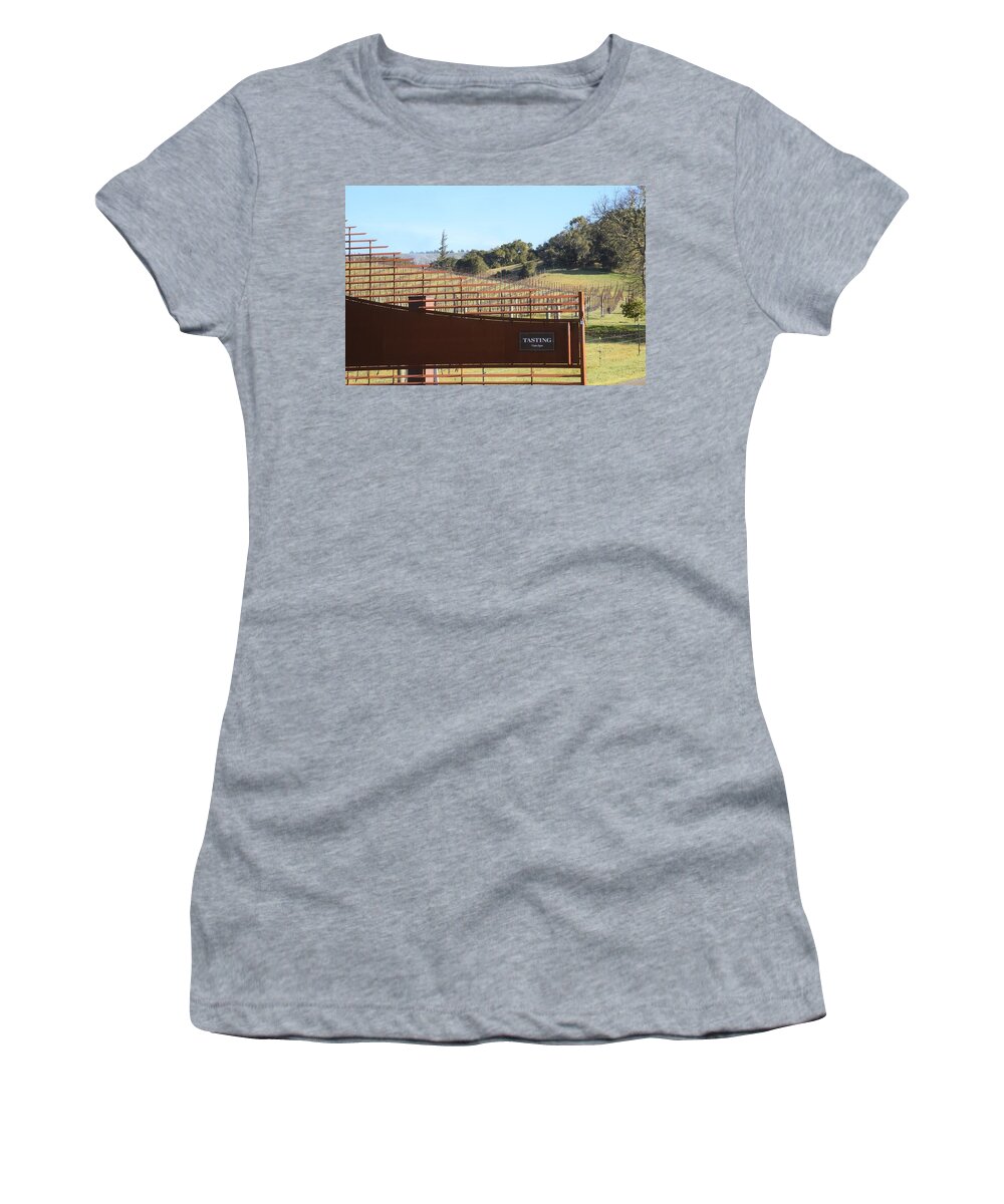 Anderson Valley Women's T-Shirt featuring the photograph Anderson Valley Vineyard by Lisa Dunn