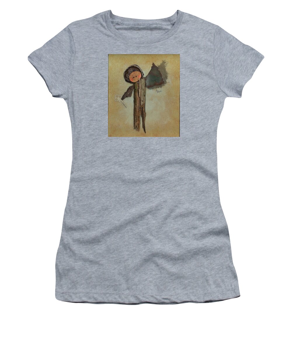 Angel Of The Ages Women's T-Shirt featuring the mixed media Angel of the Ages by Carol Neal