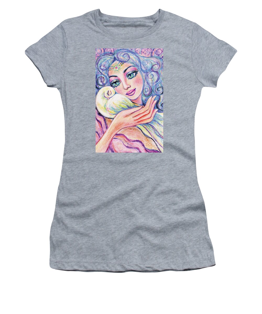 Angel Woman Women's T-Shirt featuring the painting Angel of Tranquility by Eva Campbell