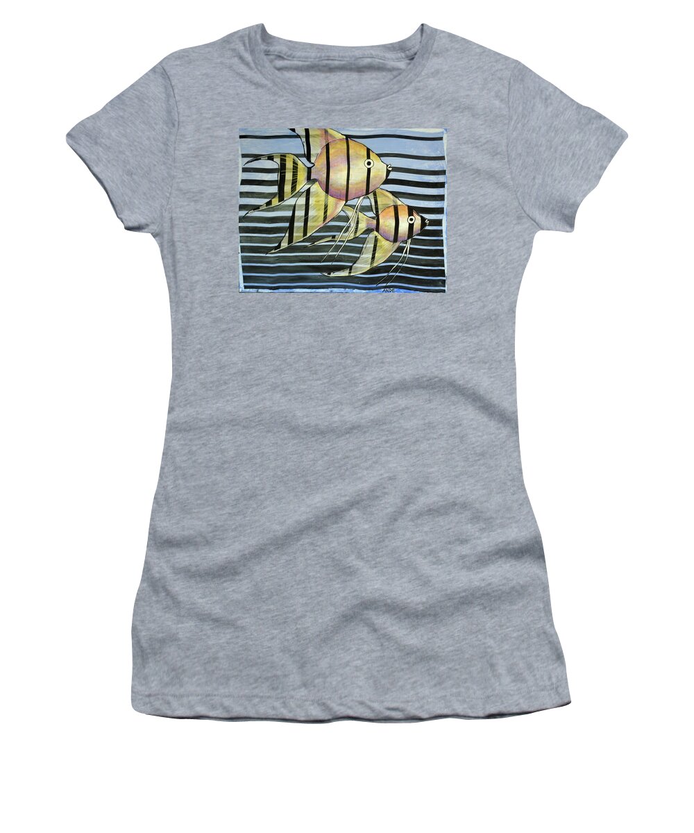 Angelfish Women's T-Shirt featuring the painting Angelfish Chiffon by Ande Hall