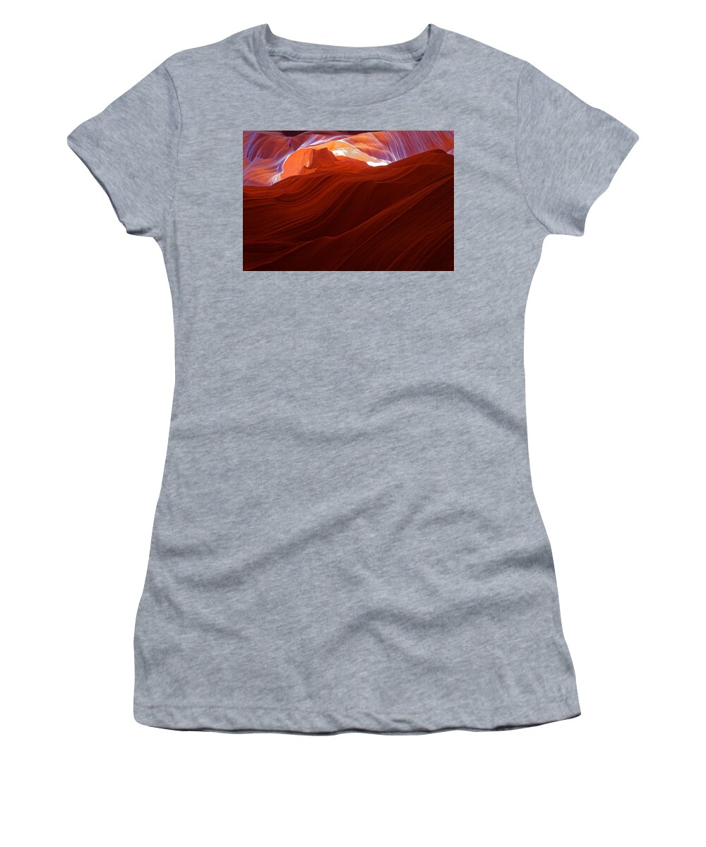 Antelope Canyon Women's T-Shirt featuring the photograph Antelope View by Jonathan Davison
