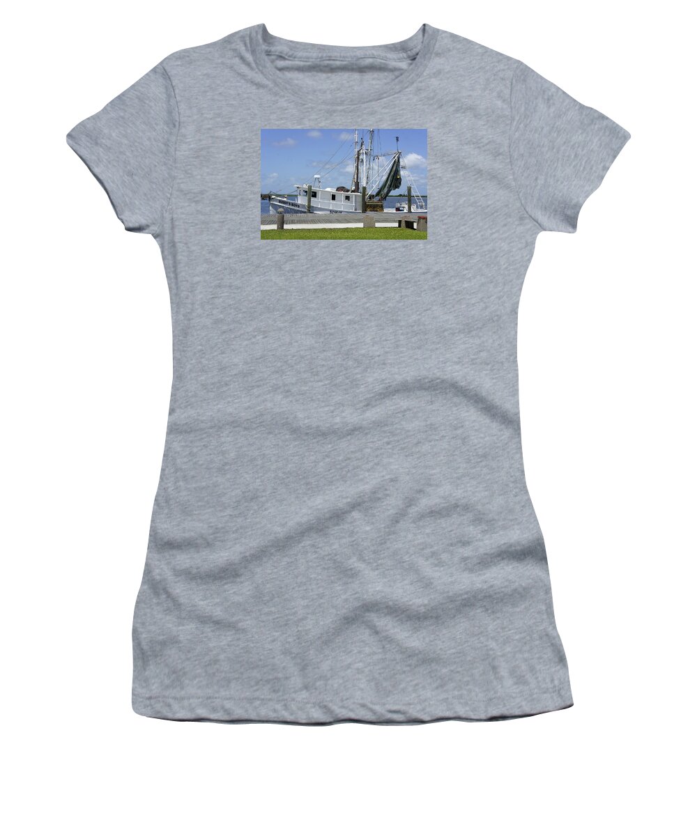 Appalachicola Women's T-Shirt featuring the photograph Appalachicola Shrimp Boat by Laurie Perry