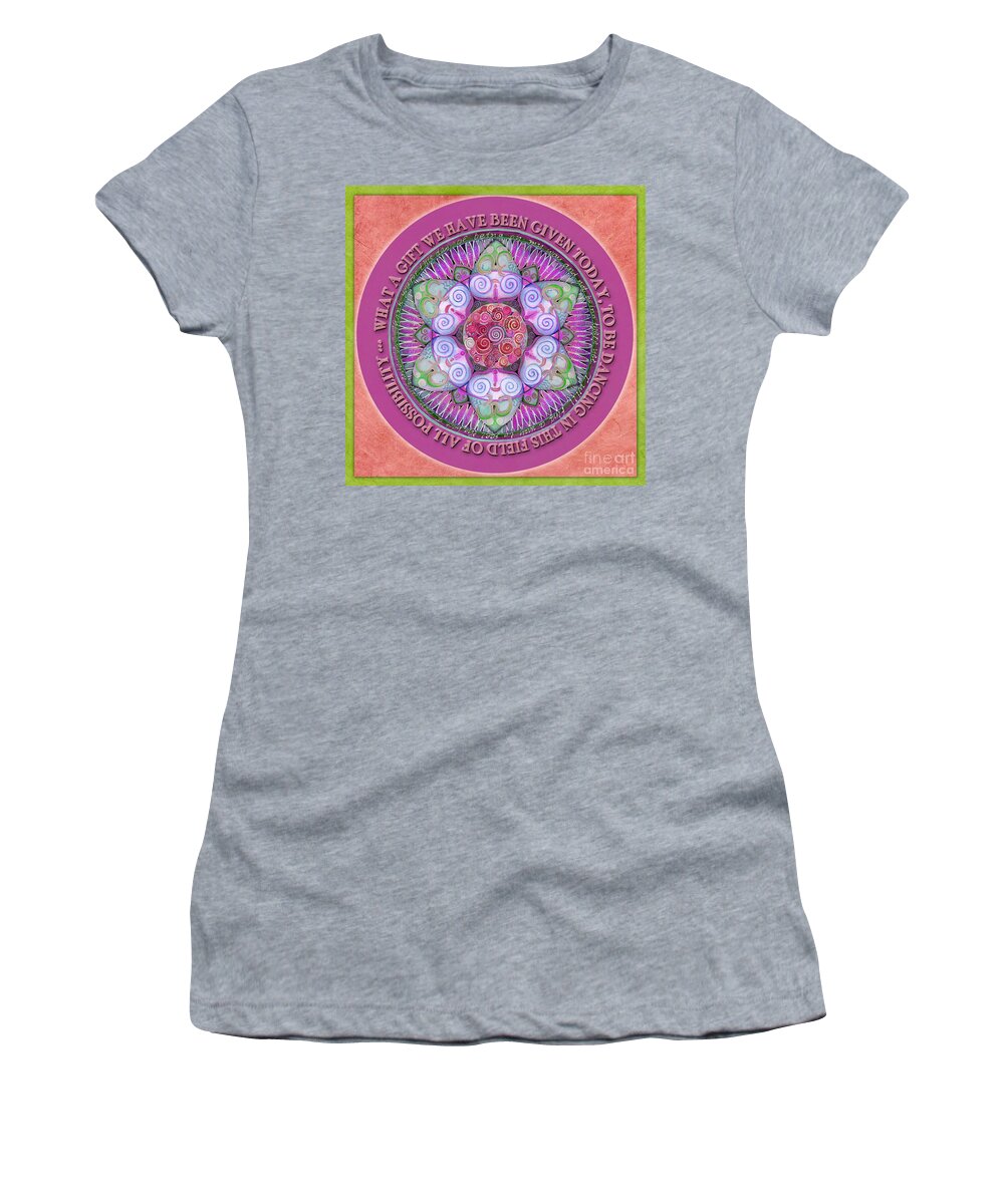 Mandala Women's T-Shirt featuring the painting Appreciation Mandala Prayer by Jo Thomas Blaine