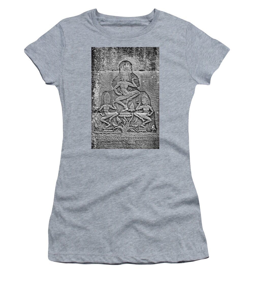 Apsara Women's T-Shirt featuring the photograph Apsaras 3, Angkor, 2014 by Hitendra SINKAR