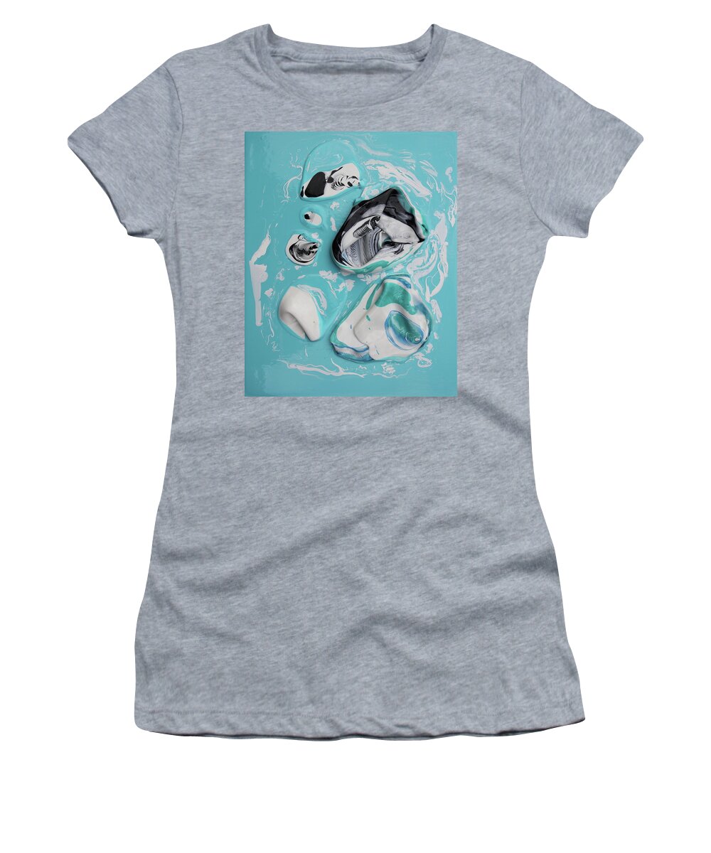 Blue Women's T-Shirt featuring the painting Aqua Bijou by Madeleine Arnett