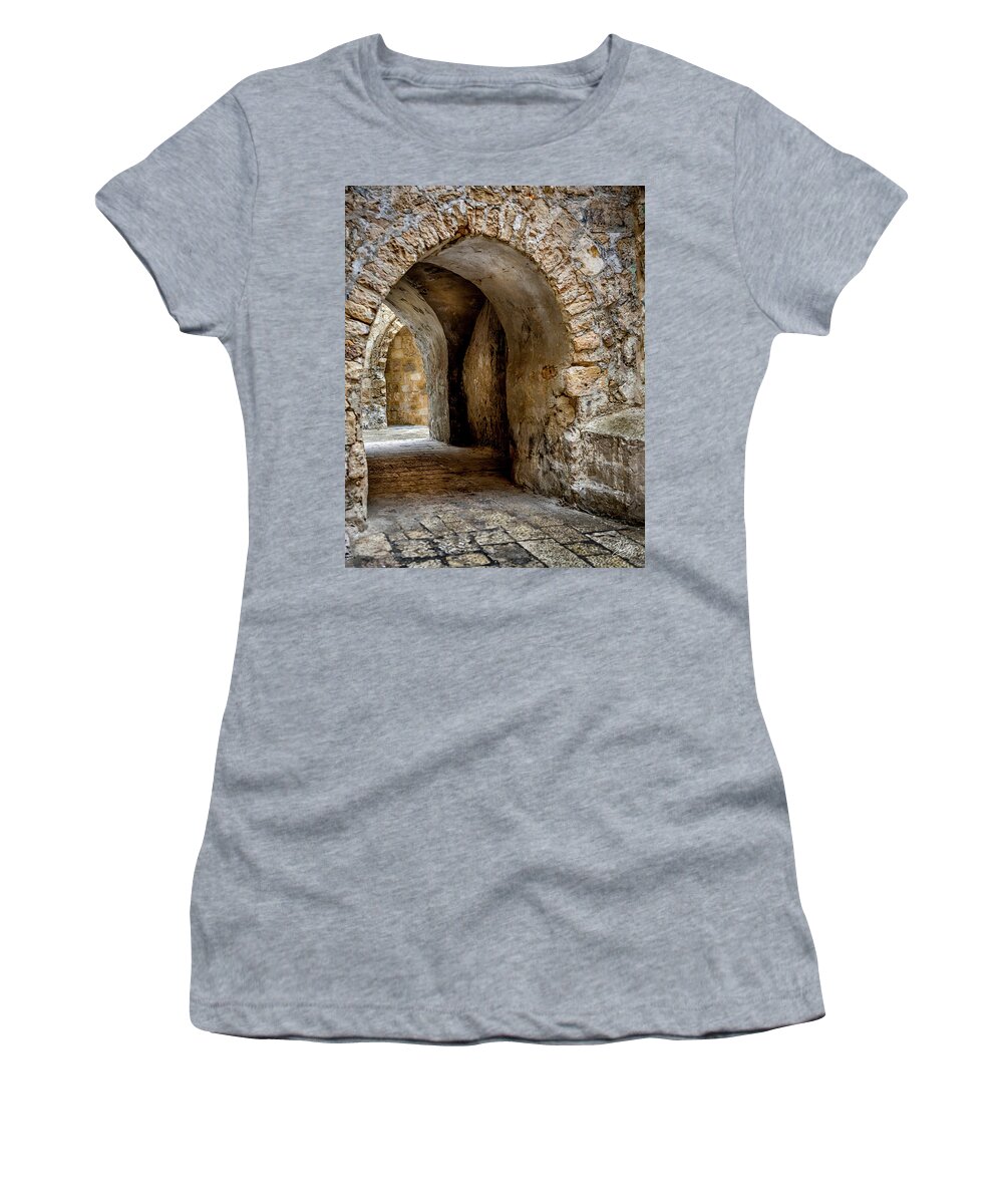 Arched Walkway Women's T-Shirt featuring the photograph Arched Walkway by Endre Balogh