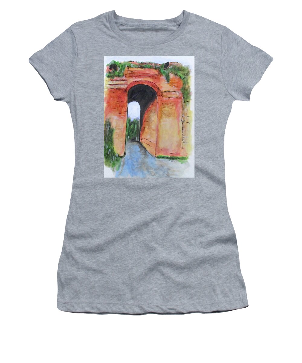 Ruins Women's T-Shirt featuring the painting Arco Felice, Revisited by Clyde J Kell