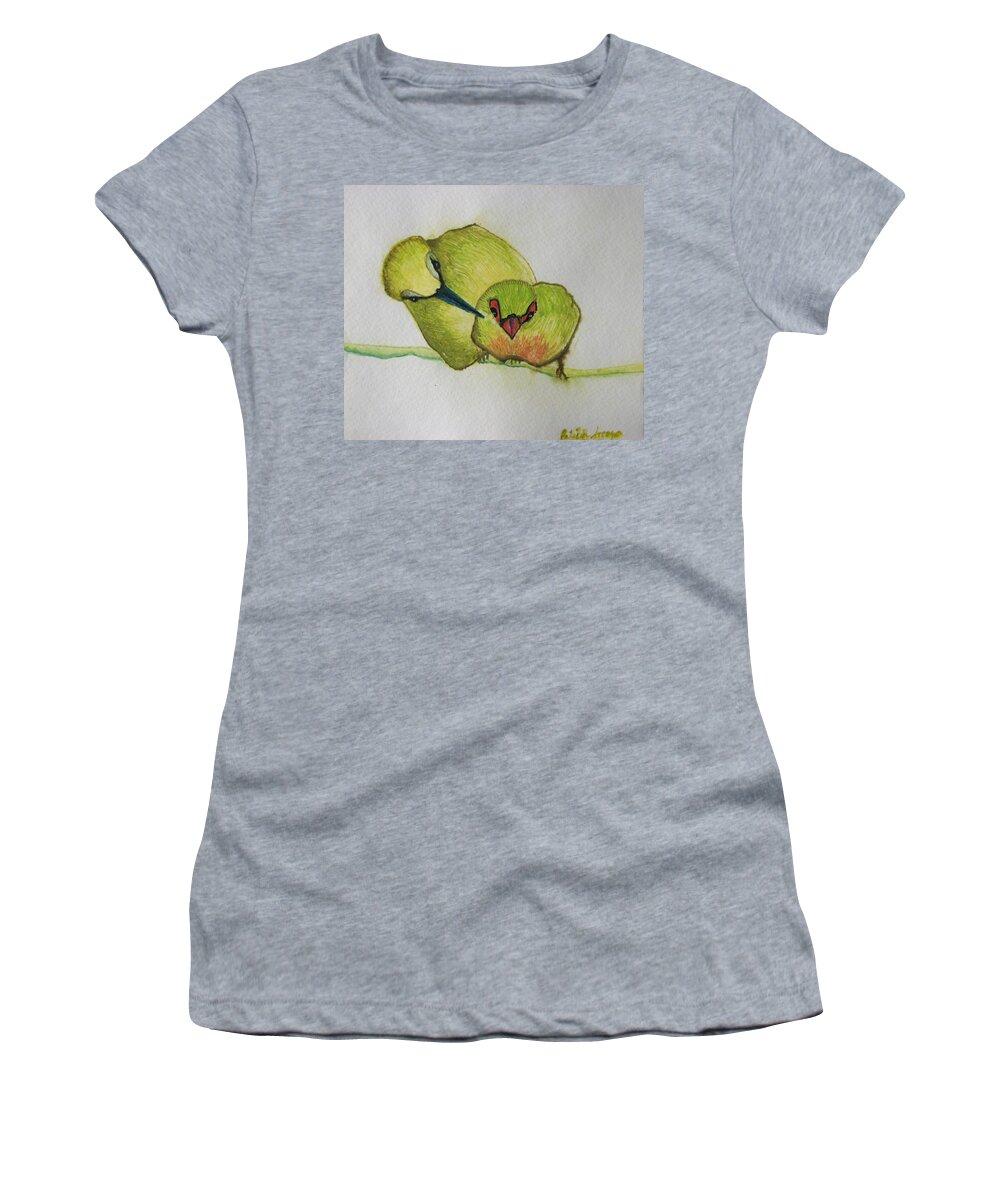 Birds Women's T-Shirt featuring the painting Are you Alright by Patricia Arroyo