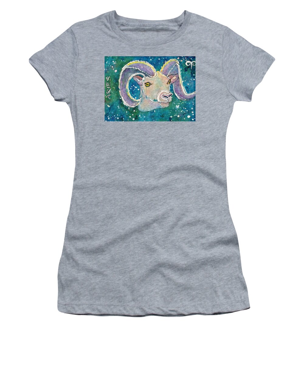 Zodiac Women's T-Shirt featuring the painting Aries by Ruth Kamenev