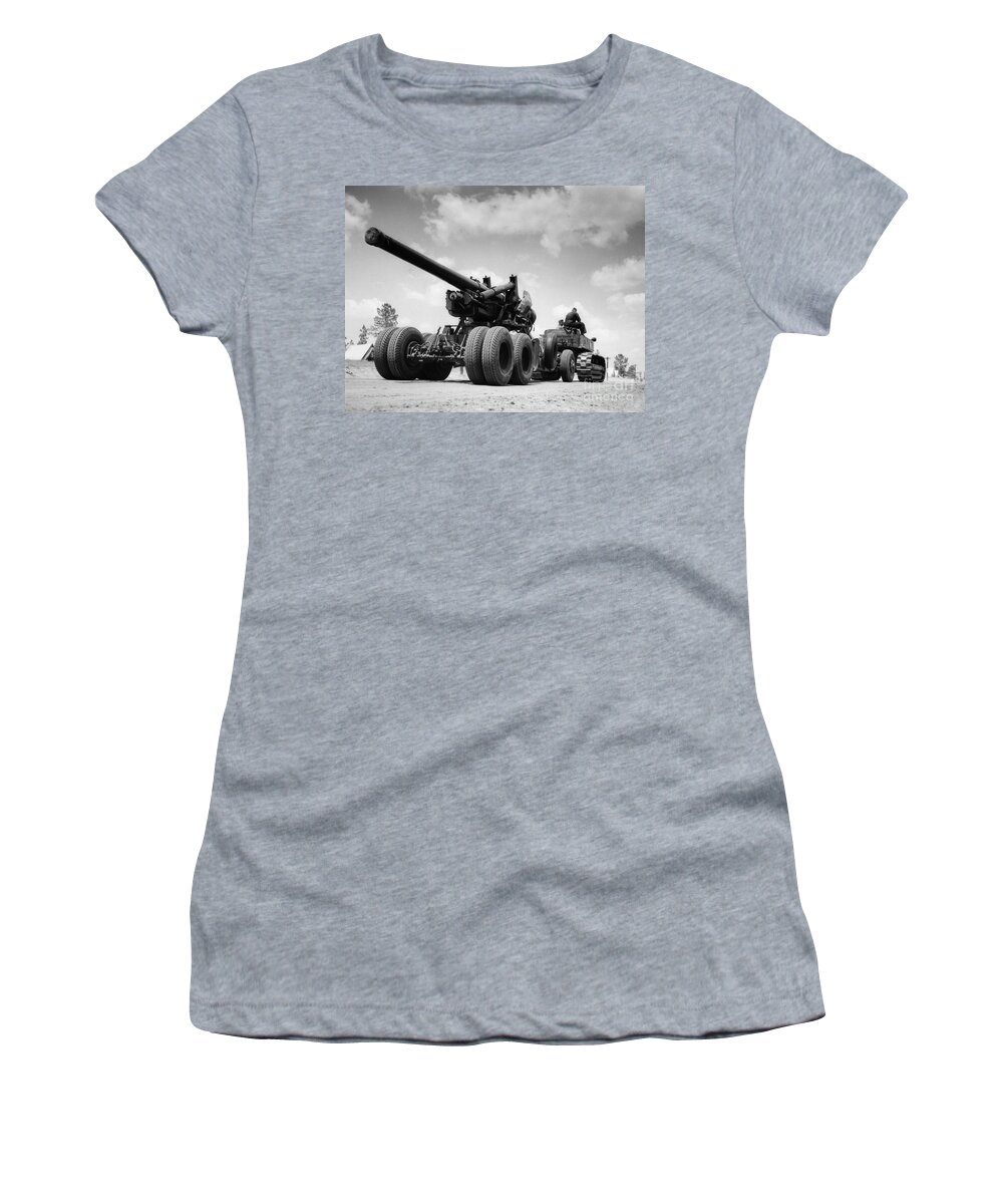 1930s Women's T-Shirt featuring the photograph Army Caterpillar With Artillery Cannon by H. Armstrong Roberts/ClassicStock