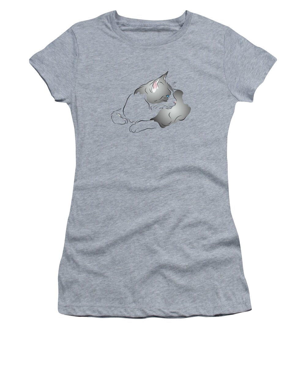Graphic Cat Women's T-Shirt featuring the digital art Grey and White Cat in Profile Graphic by MM Anderson