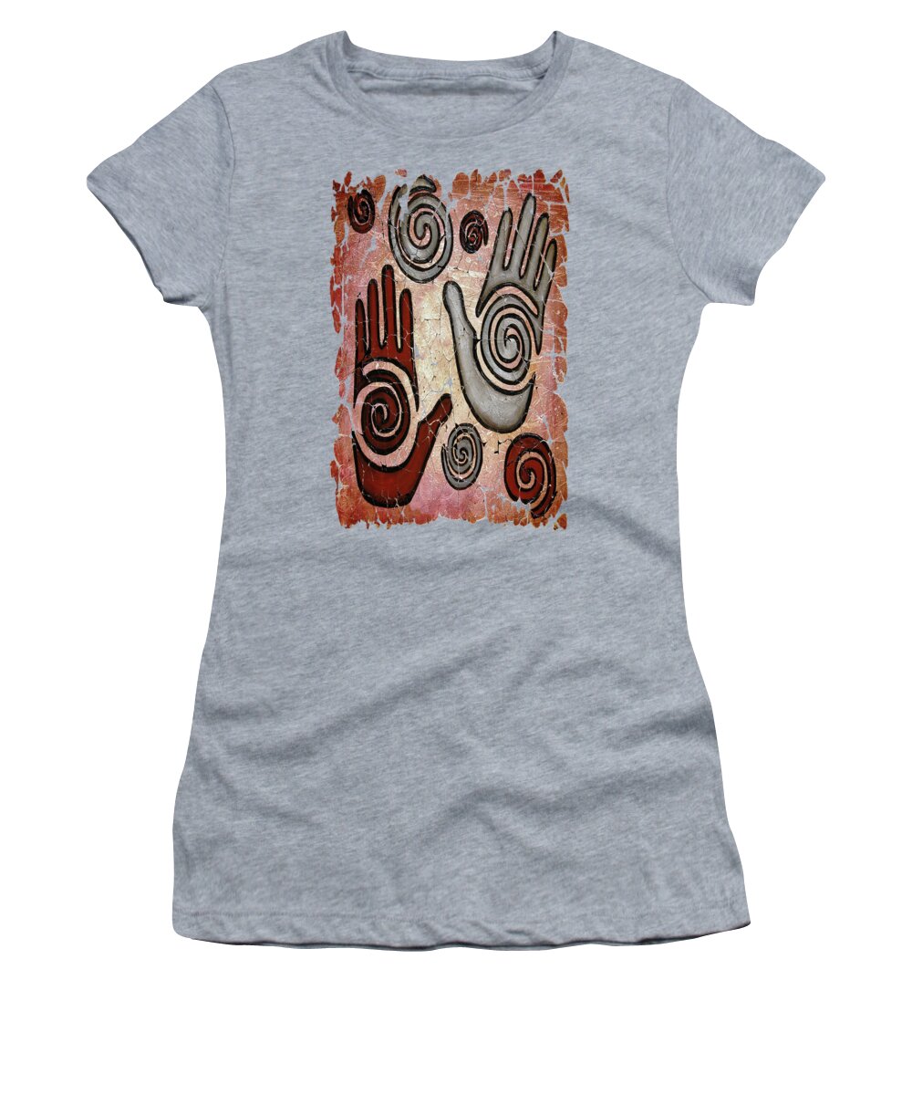 Healing Hands Women's T-Shirt featuring the painting Healing Hands Broken Fresco The Beginning of a Journey by OLena Art
