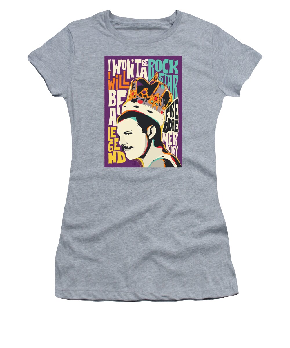 Freddie Mercury Women's T-Shirt featuring the digital art Freddie Mercury Pop Art Quote by BONB Creative
