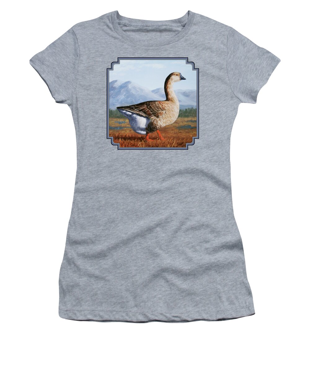 Bird Women's T-Shirt featuring the painting Brown Chinese Goose by Crista Forest