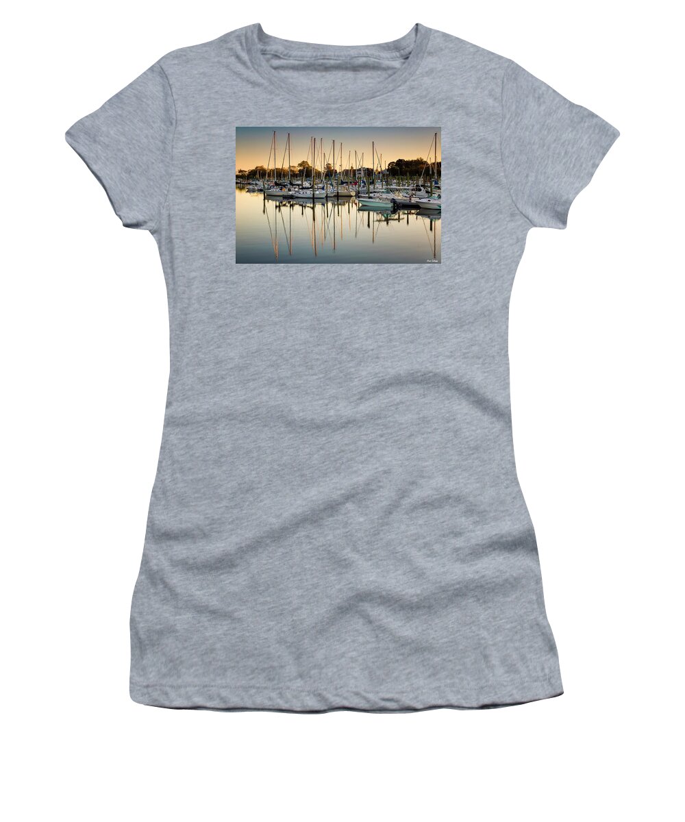 Ash Creek Women's T-Shirt featuring the photograph Ash Creek Marina by Fran Gallogly