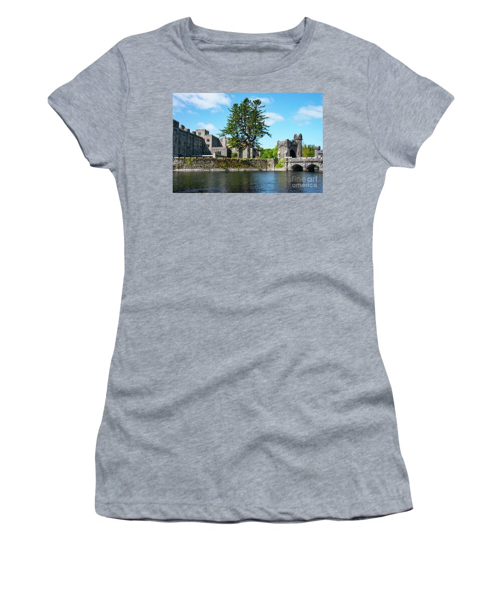 Cong Women's T-Shirt featuring the photograph Ashford Castle and Cong River by Bob Phillips