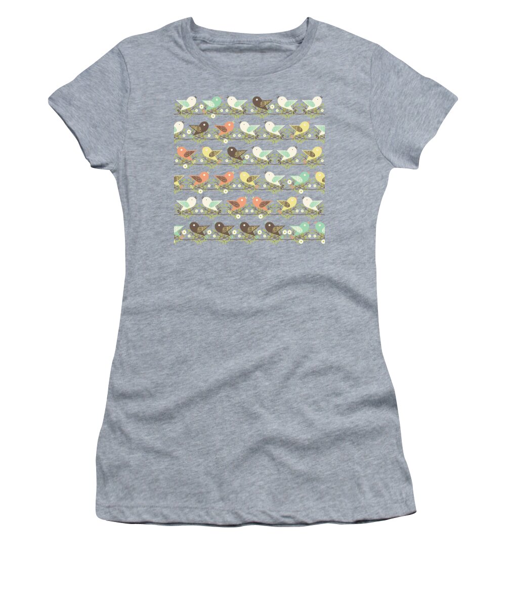 Pattern Women's T-Shirt featuring the digital art Assorted birds pattern by Gaspar Avila