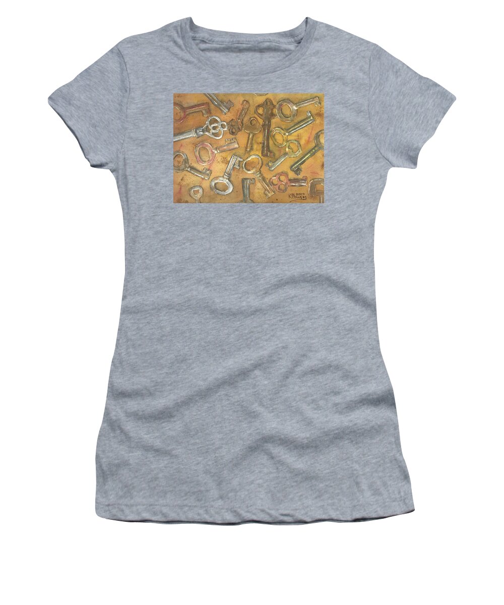 Skeleton Women's T-Shirt featuring the painting Assorted Skeleton Keys by Ken Powers